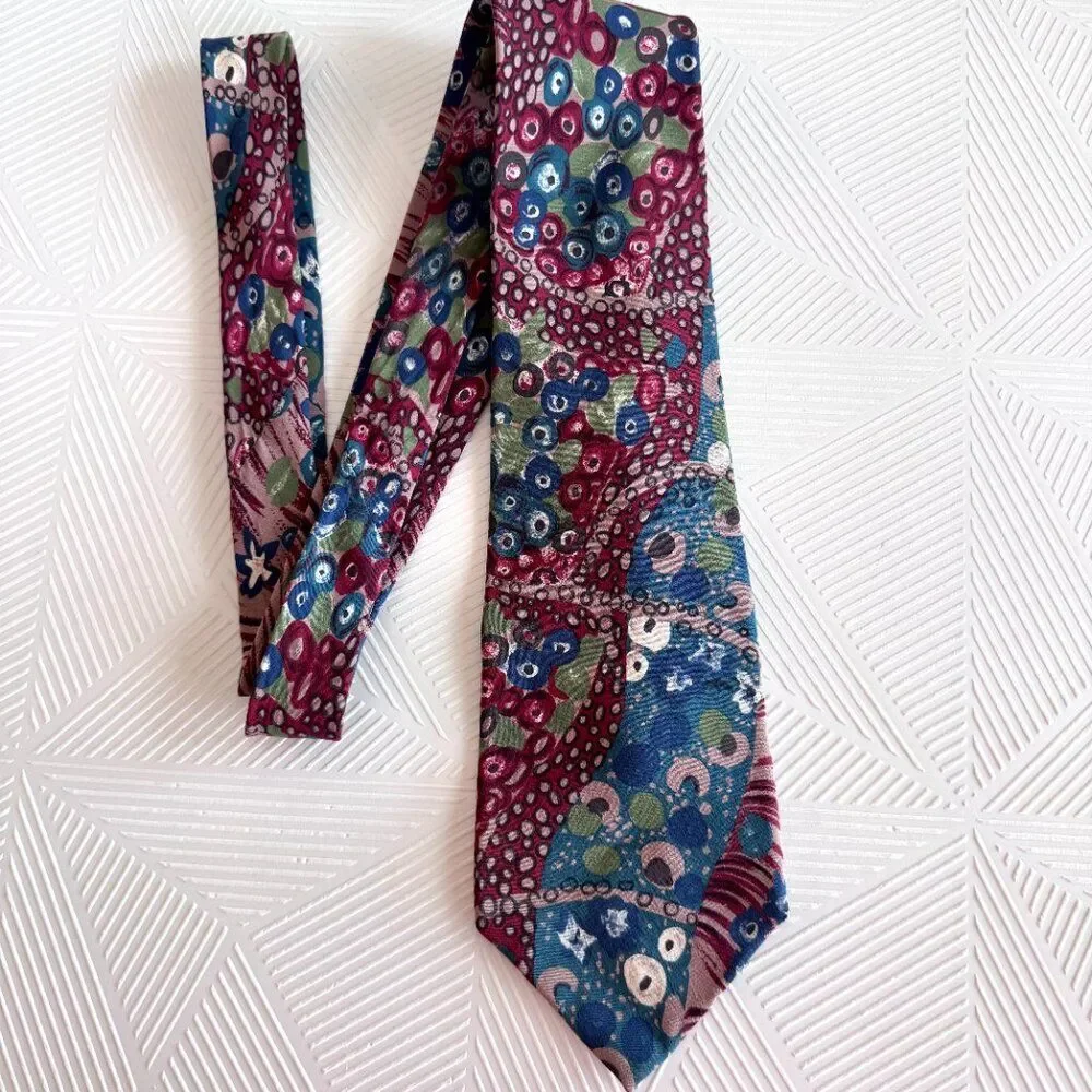 Rhyncliffe 100% Silk Abstract Geometric Print Mens Tall Tie Made in USA Vintage
